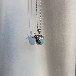 Sterling Silver Larimar Lady Bug Pendant Necklace